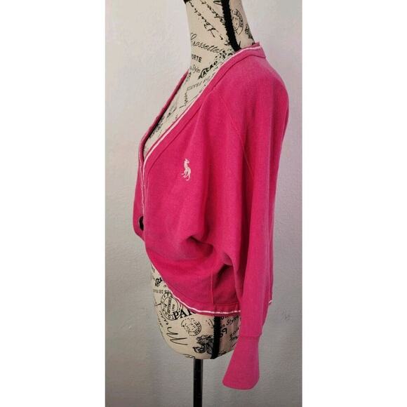 Abercrombie And Fitch One Button Cardigan Small Long Sleeve Logo Pink VTG 90's - Picture 6 of 12
